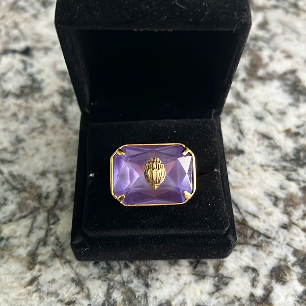 Kurt Geiger London Lavender Crystal Eagle Head Ring Size 7 New